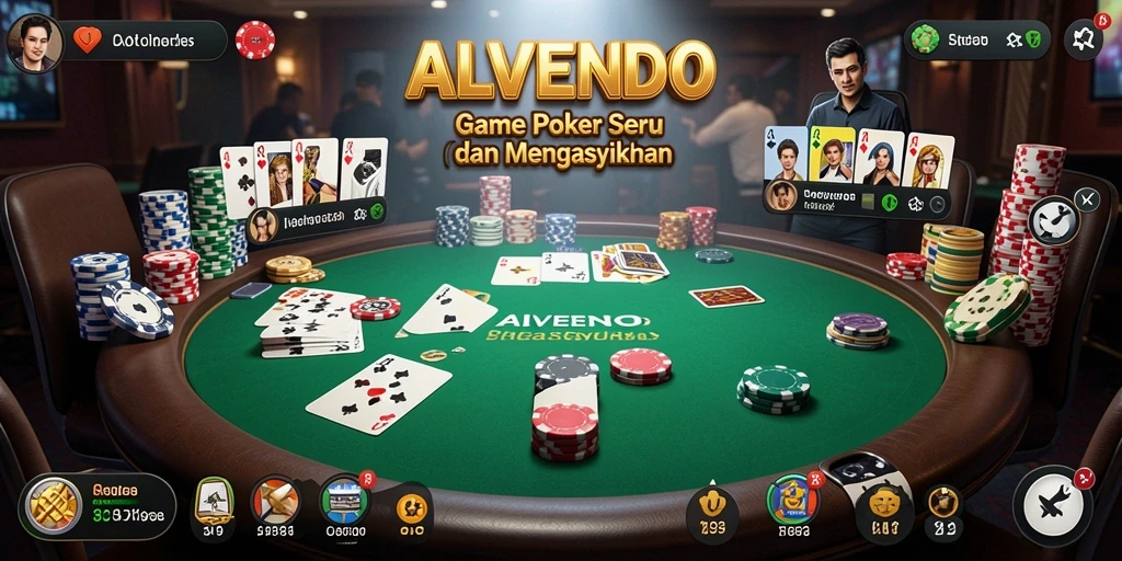 Screenshot gameplay ALVENDO yang menunjukkan aksi poker seru.