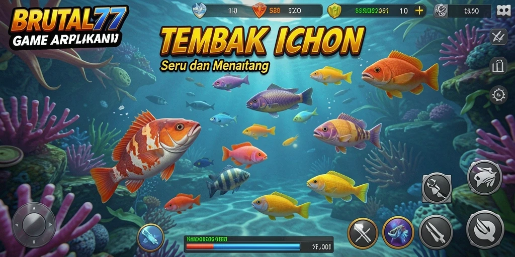 Tangkapan layar gameplay BRUTAL77 menampilkan aksi seru dalam Tembak Ikan.