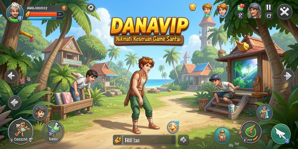 Tangkapan layar utama DANAVIP menampilkan gameplay yang mengasyikkan dan grafis yang cerah.