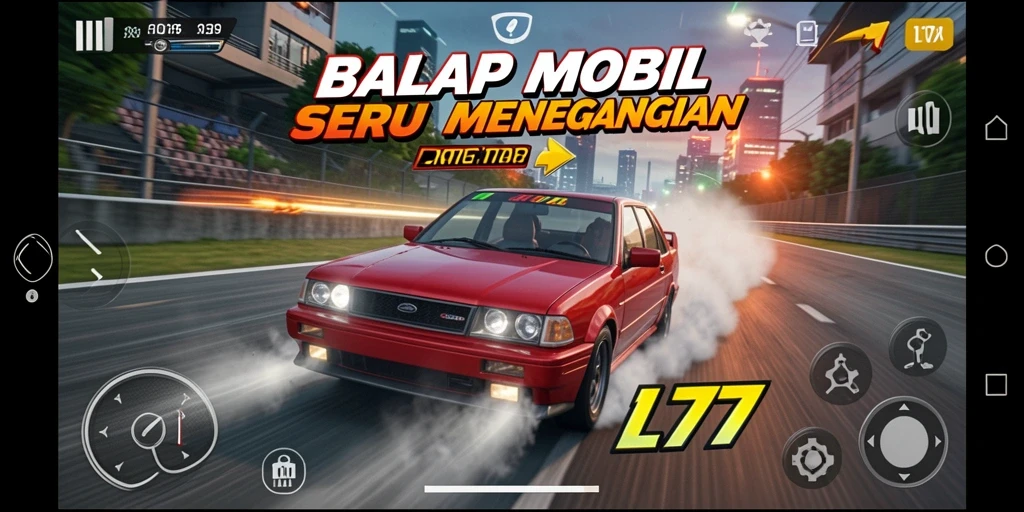 Tampilan gameplay L777 yang mendebarkan dan seru saat balapan.