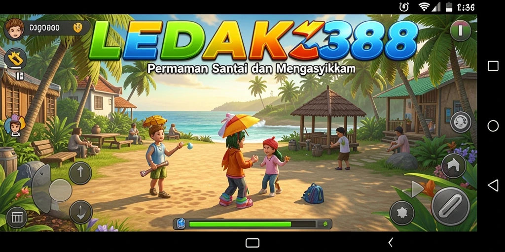 Tampilan gameplay LEDAK388 yang seru dan penuh warna.