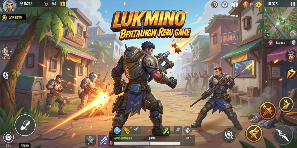 Tampilan seru gameplay LUKYMINO dengan aksi Battle Royale intens.