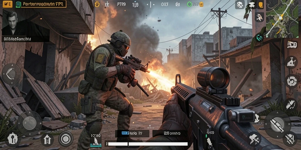 Tampilan gameplay FPS PT89 yang seru dan mendebarkan.