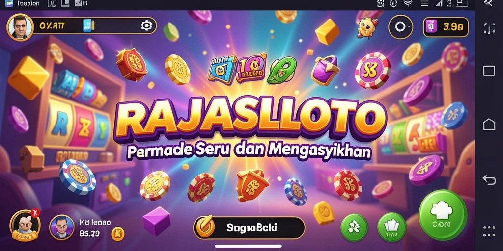 Screenshot utama RAJASLOTO yang memperlihatkan gameplay yang mendebarkan.