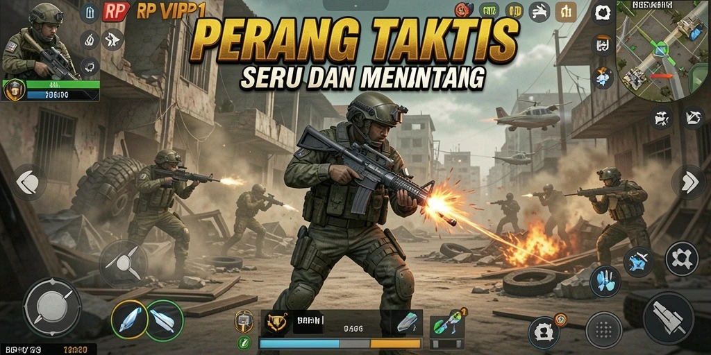 Screenshot utama RPVIP1 menunjukkan aksi menegangkan dalam pertempuran TPS.