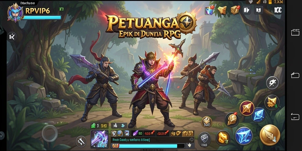Screenshot RPVIP6 menampilkan karakter beraksi dalam pertempuran RPG yang seru.