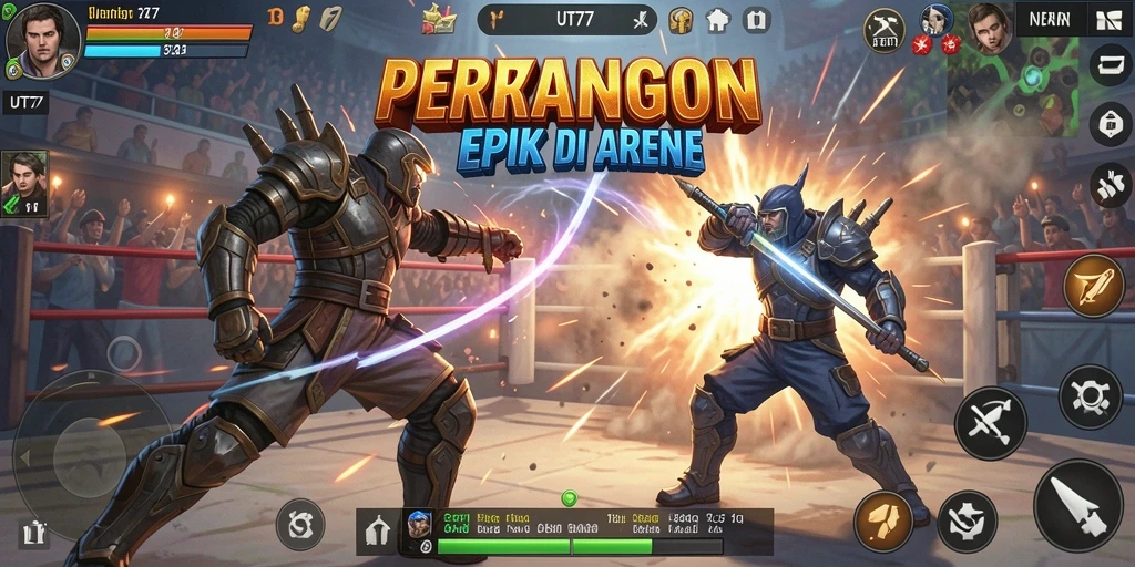 Tampilan seru pertarungan dalam game UT77 dengan karakter yang beragam.