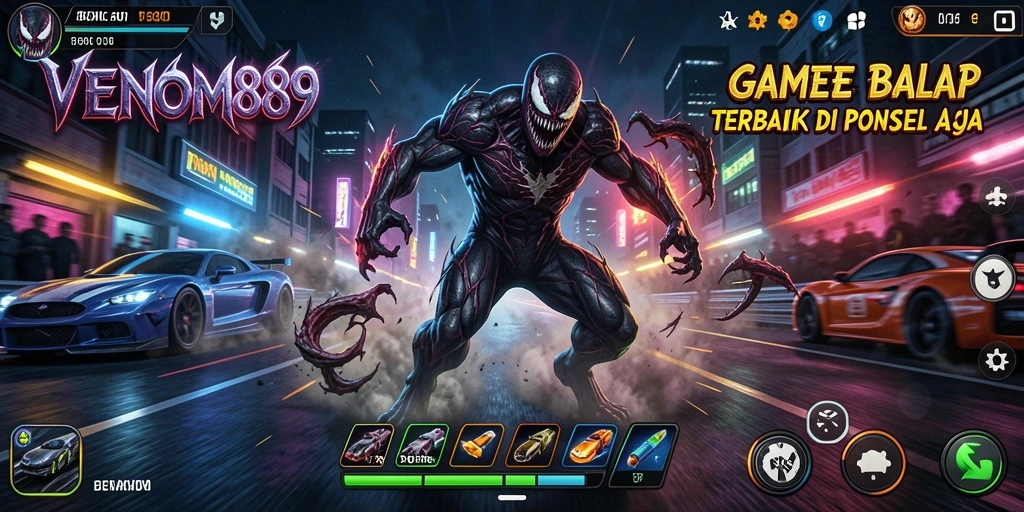 Tampilan seru gameplay balap di VENOM889 dengan lintasan menantang.